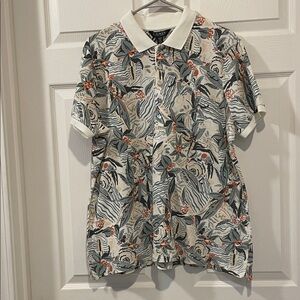 Lauren Ralph Lauren Women's Plus Tropical Print Polo Shirt New with Tags